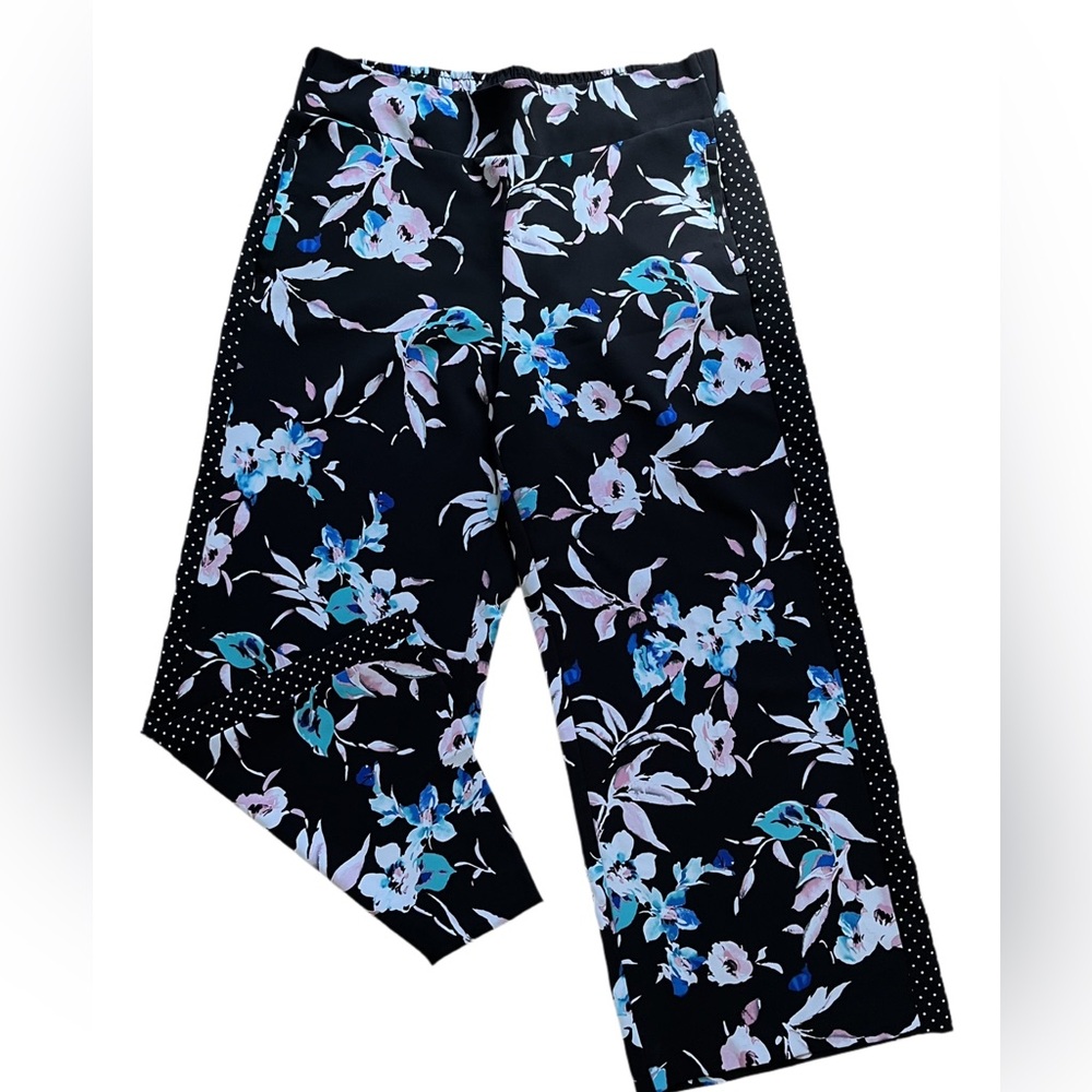 Lane Bryant The Allie Wide-Leg Pants Size 18 20 Banded Waist Black & Floral